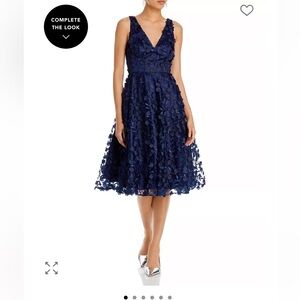 Eliza J Fit and Flare V Neck Floral Knee Length Dress